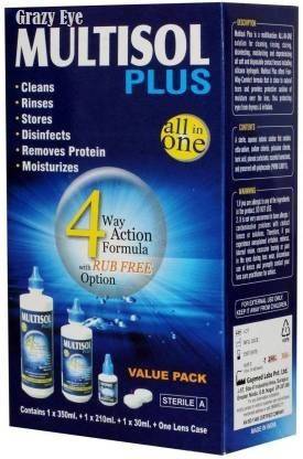 GrazyEye Multisol Plus 590 ml Multi-purpose Cleaning Solution Lens Solution, Multipurpose Solution