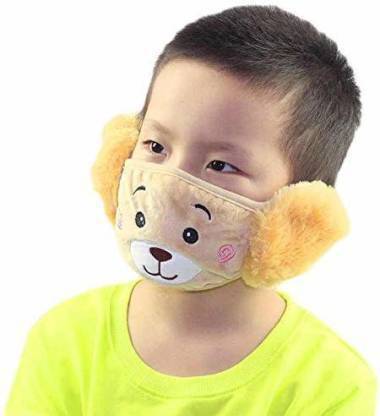 SHD COLLECTIONS Kids Girl's and Boys' Warm Winter Face Mask with Plush Ear Muffs Covers, (3 Years to 10 Years) Cloth Mask Ear Muff