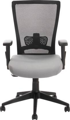 Bluebell VIVO ERGONOMIC MED BACK REVOLOVING/EXECUTIVE/WORKSTATION CHAIR WITH ADJUSTABLE LUMBER SUPPORT, ADJUSTABLE ARMS AND BREATHEABLE MESH BACK (BLACK-GREY) Mesh Office Executive Chair