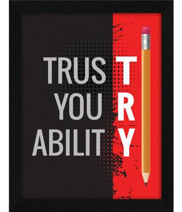ArtX Motivational Quote Wall Painting For Home Decorative Ink 13.5 inch x 10.5 inch Painting