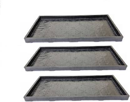 EVIROGREEN Hydroponics Tray/Paddy Tray/Wheat Grass Tray, Thick and Reusable - Pack of 3 Plant Container Set