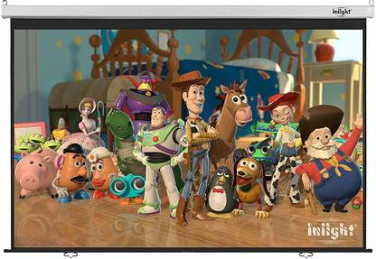 Inlight Universal 8 Feet - Width x 6 Feet - Height 120 Inches Diagonal 4:3 Picture Aspect Ratio Wall Type No Autolock Pull Down Projection Screen, With 1.2 Gain(White) Projector Screen (Width 243 cm x 182 cm Height)