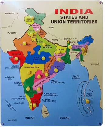 Kidosaurus Wooden Puzzles -Large Premium India Wooden Map For General Knowledge & Learning Map Puzzle, Board Game Best Gift For Kids