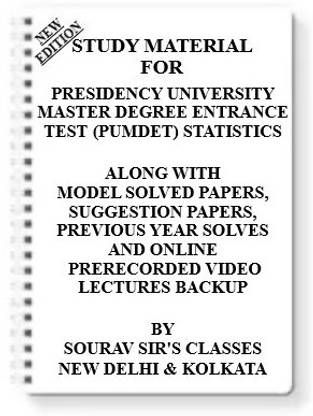Study Notes Material On Presidency University Master Degree Entrance Test (Pumdet) Statistics [ Pack Of 4 Books ] With Model Question Papers + Topicwise Analysis + Mcq Questions