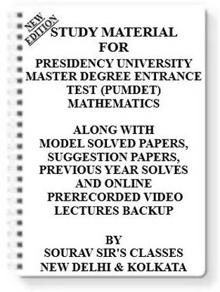 Study Notes Material On Presidency University Master Degree Entrance Test (Pumdet) Mathematics [ Pack Of 4 Books ] With Model Question Papers + Topicwise Analysis + Mcq Questions