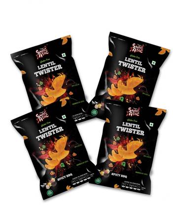 snac atac Lentil Twister Snacks Pack of 4 - 360gm