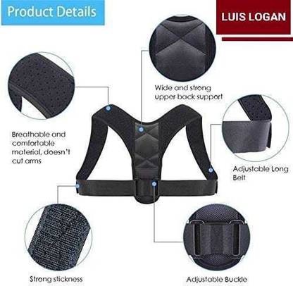 LUIS LOGAN LL LEATHER CLAVICLE SUPPORT UNISEX POSTURE CORRECTOR BRACE BLACK UNIVERSAL Posture Corrector