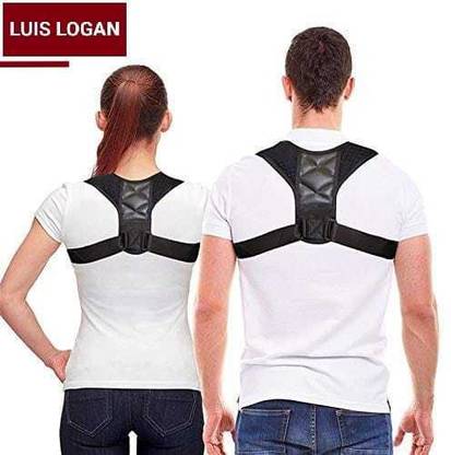 LUIS LOGAN Adjustable Leather Clavicle Brace for Back Pain Posture Corrector (Black,Free) Posture Corrector