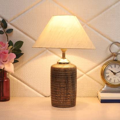 foziq Beige Shade Table Lamp Withn Antique Terracotta Base Table Lamp