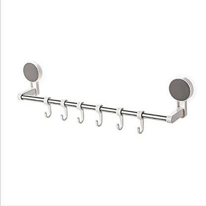 Volo Self Adhesive Multipurpose Towel Holder for Bathroom and Kitchen with Hook Design for Hanging Household Items( No. JS185014) WHITE Towel Holder