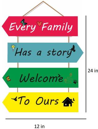 AP creation Every Family Has a Story Welcome To Ours Wooden Wall Hanging