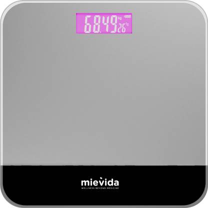 Mievida Fit F9 digital personal weighing machine, Low battery and room temperature indicator, Bathroom body scale with backlight LCD display and strain Gauge sensor technology Weighing Scale