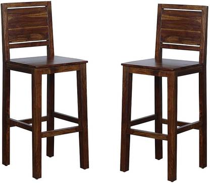 G Fine Furniture Bar Chairs for Home | Long Wooden Chair | High Bar Chair Set of 2 | Sheesham Wood, Brown Finish Solid Wood Bar Chair