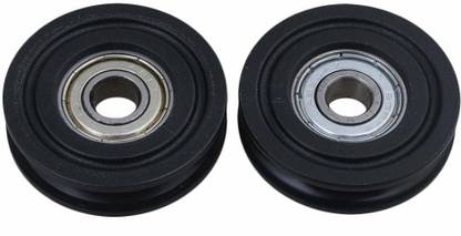 Asharfi Bearing Pulley 4" Black Wheel Cable Gym Fitness Equipment Part (8 PCS, Black) Floor Training Bar