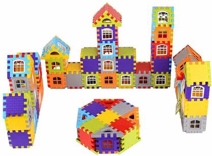 KHUSH Building Blocks for Kids – 50 Pcs, House Building Blocks with Windows, Block Game for Kids -Multicolor