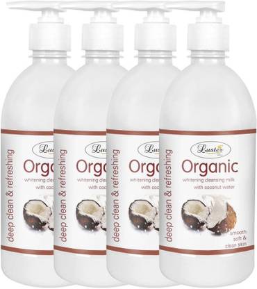 Luster Organic Whitening Coconut Cleansing Milk, Instant Glow & Deep Cleanser Face Wash