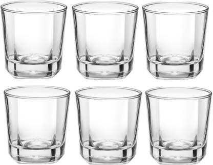 TREO (Pack of 6) Crescent Cool Set of 6, 205 ml, Transparent Glass Set Water/Juice Glass