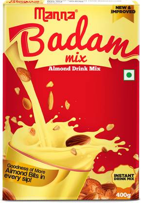 Manna Instant Badam Drink Mix with Real bits of Badam, 400g , More Bits per Sip (10% Badam) , Make milk tastier