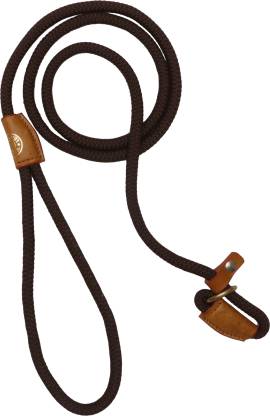 VamaLeathers British Style Slip Leash with Adjustable Stopper - Nylon Rope with Leather Trimmings - Hand Crafted - Length - 5 Feet (Including Loop), Thickness - 1 Cm 5 Feet Dog Cord Leash