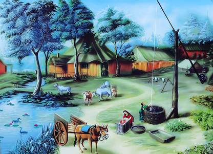 Beautiful village poster scenery Fine Art Print