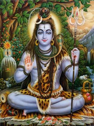 Lord Shiva Poster, Shiv bhagwan poster, Mahadev Poster, Shiv Parvati Poster, Bholenath Poster for home & office-12 Fine Art Print