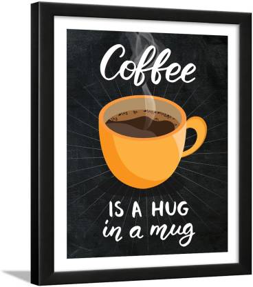 Coffee Quotes Wall Frames - Coffee Posters for Wall with Frame - Coffee Frames for Cafe - Coffee Frames for Wall and Kitchen - Coffee Photo Frame - Coffee Poster Frame Paper Print