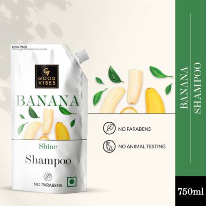 GOOD VIBES Banana Shine Shampoo (750 ml Refill)