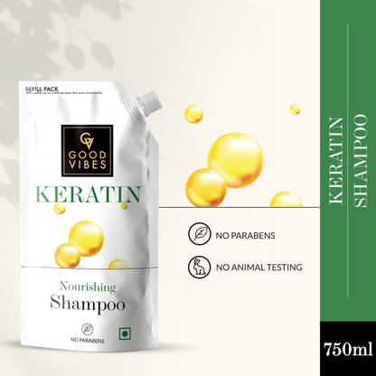 GOOD VIBES Keratin Nourishing Shampoo (750 ml Refill)