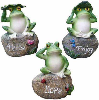 Garden Basket Frog Garden Statues - 3 Pack Lanker 5 '' Frogs Sitting on Stone Sculptures Outdoor Decor Fairy Garden Ornaments Decorative Showpiece  -  12.7 cm