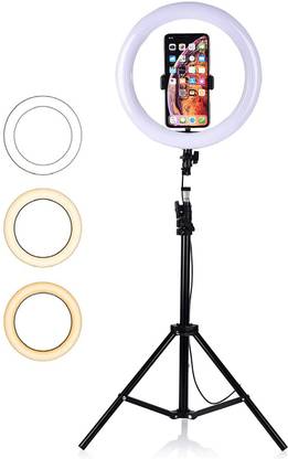Webilla 12" inch LED Ring Light with 7 Ft Tripod Stand Combo and Phone Holder for Tiktok YouTube Reels Photo-shoot Video Live Stream Makeup Videos vlogging Vigo Video Shooting | 3 color modes Dimmable Lighting | Recording with Mobile Phone and Camera Clip Setup Ring Flash Ring Flash