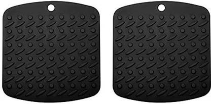 P-PLUS INTERNATIONAL Silicone Trivets, Black Pack of 2 Matte Trivet
