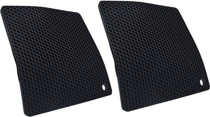 P-PLUS INTERNATIONAL Silicone Trivet Pot Mat, Black Pack of 2 Matte Trivet