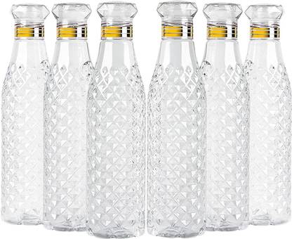 Grön Premium quality Plastic, Diamond Texture Transparent Water Bottle (Set of 6) 1000 ml Bottle