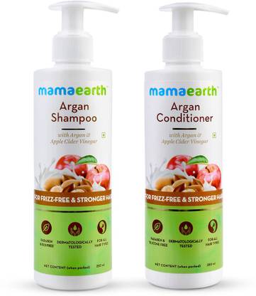Mamaearth Cleanse & Condition Frizzy Hair Combo - Argan & Apple Cider Vinegar Shampoo 250ml + Conditioner 250ml