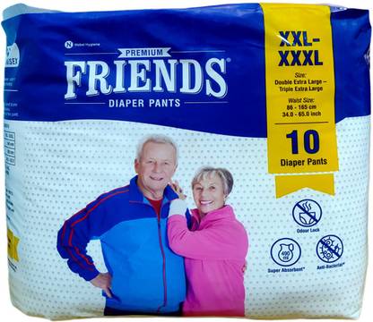 NOBEL HYGIENE FRIENDS PREMIUM ADULT PULL UPS/ PANT TYPE DIAPERS, SIZE XXL-XXXL, 10 PCS PACK Adult Diapers - XXL - XXXL