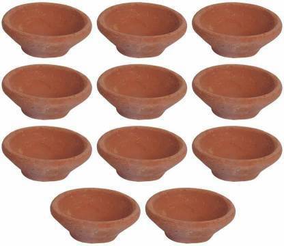 HndB Mitti Ke Diye / Clay Lamp / Mitti Diyas / Oil Lamp / Earthenware Terracotta Deepak Earthenware (Pack of 11) Table Diya Set