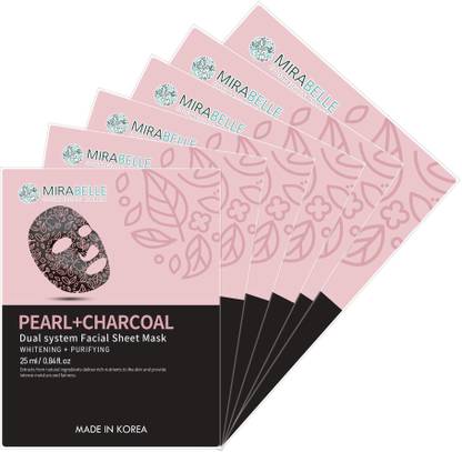 MIRABELLE COSMETICS KOREA Pearl Charcoal Facial Sheet Mask ( Pack of 6 )