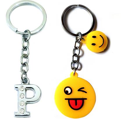 Meeko.com alphabet P & smiley 0.06 Key Chain