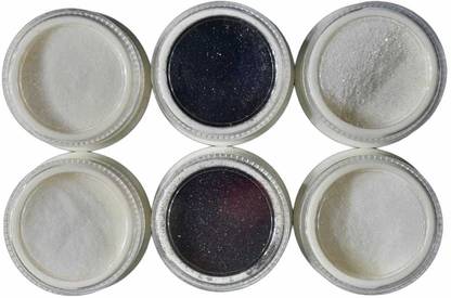Shills Professional 6Pc Shiny Sugar Nail Glitter Powder Black White Laser Dust Nail Art Decorations Sugar Pigment For Snow Design Manicure