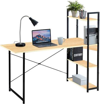 KAWACHI Wooden Computer Desk Laptop and Study Table with Bookshelf Storage Engineered Wood Study Table
