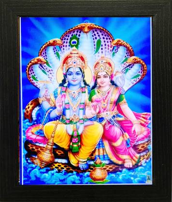 FRAMTASTIC LAKSHMI NARAYAN PHOTO FRAME SMALL SIZE WITH UNBREAKABLE GLASS Religious Frame