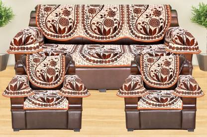 Azotica Cotton Floral 3+1+1 Seater Sofa Cover