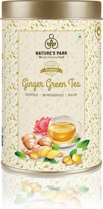 Nature's Park Ginger Green Tea - Immunity Booster & Throat Soother - Herbal Tea, Loose Green Tea Leaves Blended with Dried Ginger Flakes Perfect Remedy for the Modern Time Ailments Ginger Green Tea Tin