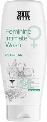 SheNeed Regular Feminine Intimate Wash - Reduces Yeast Infection, Protects Against UTI And Itching With Ph-3.5. 100% Natural with Thyme Extracts And Tea Tree Oil - 200 ML Intimate Wash