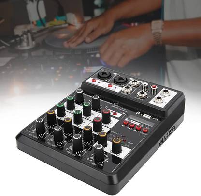 TechBlaze USB Interface Audio Mixer 5V 2A Mixer Amp Mixer Voice Mixer Machine 4 Channel Mini Mixing for PC Recording Singing Powered Sound Mixer