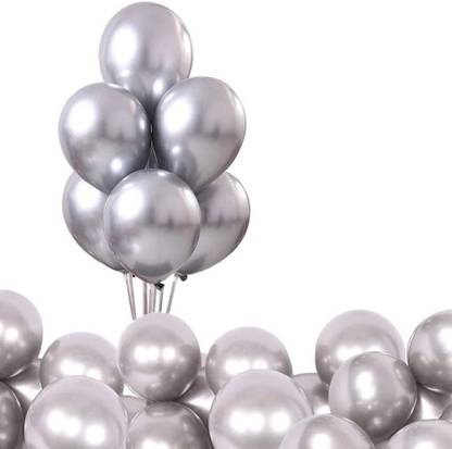 Wonder Solid Metallic Silver Balloons for Aesthetic Decoration Balloon Arch Metallic Balloon - Set of 40 Balloon