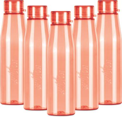 MILTON Ripple 1000 Pet Bottle, 946 ml, Set of 5, Red 946 ml Bottle