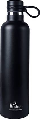 Mr. Butler थर्मोस्टील बॉटल 1000ml एबोनी, वैक्यूम इंसुलेटेड, कोल्ड / हॉट - ब्लैक 1000 ml फ्लास्क