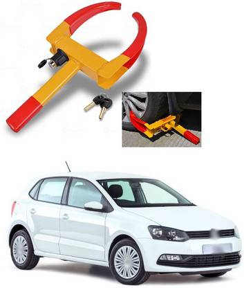 PRTEK Heavy Universal Security Trailer Wheel Locks Tire Anti Theft for Car ATV SUV Golf Cart Motorcycle Great Deterrent Bright Red/Yellow with 3 Keys Compatible With Polo Wheel Lock