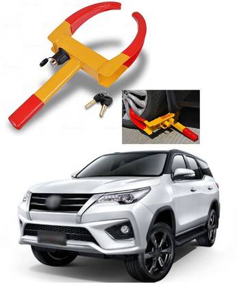 PRTEK Heavy Universal Security Trailer Wheel Locks Tire Anti Theft for Car ATV SUV Golf Cart Motorcycle Great Deterrent Bright Red/Yellow with 3 Keys Compatible With Toyota Fortuner Wheel Lock